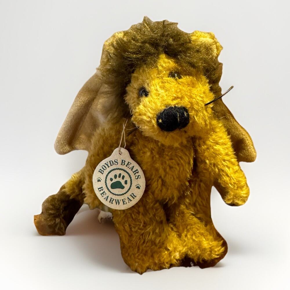 VTG 1990 Boyds Bears Roary Maneford the Lion Angel Plush 6” Stuffed Ornament NWT